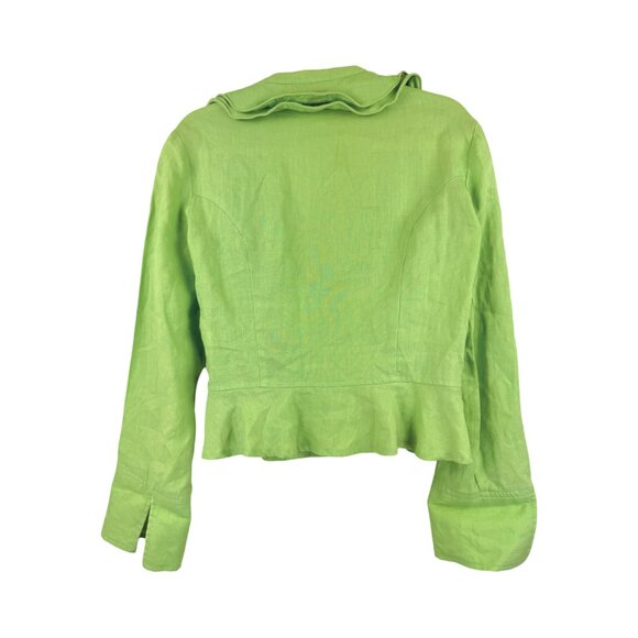 Vintage | Joseph Ribkoff | 6 | Ruffled Collar Blazer | Green | Y2K | Feminine - Picture 9 of 16